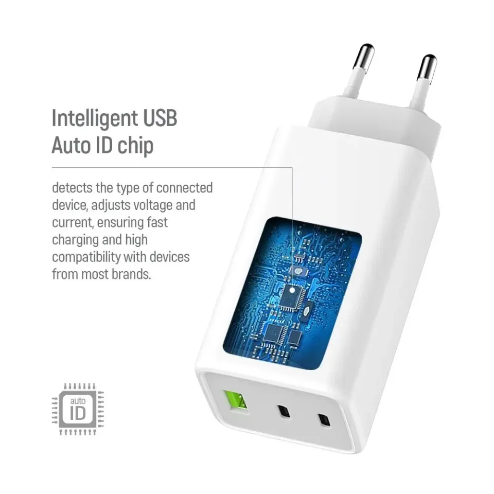 COLORWAY 2x USB-C, 1x USB-A/ síťová nabíječka/ GaN/ PD/ PPS/ 100W/ Bílá