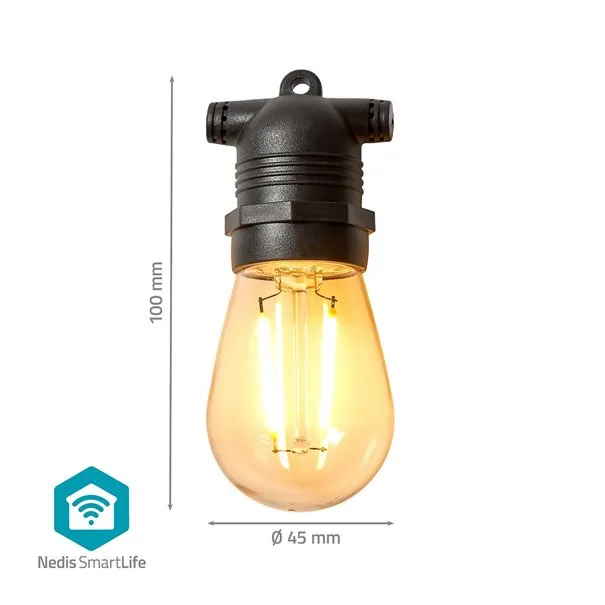 Nedis WIFILP01F10 SmartLife Dekorativní řetěz | Wi-Fi | Teplá Bílá | 10 LED's |