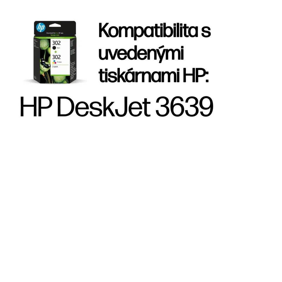 HP X4D37AE (= F6U65AE + F6U66AE) originální inkoustová náplň HP 302 dvojbalení černé a tříbarevné