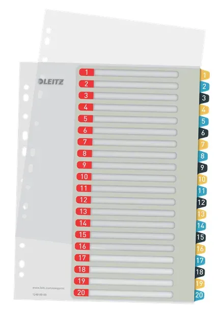 LEITZ Celoplastové rejstříky Cosy A4 popisovatelné na počítači 1-20