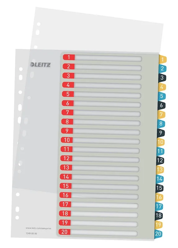 LEITZ Celoplastové rejstříky Cosy A4 popisovatelné na počítači 1-20