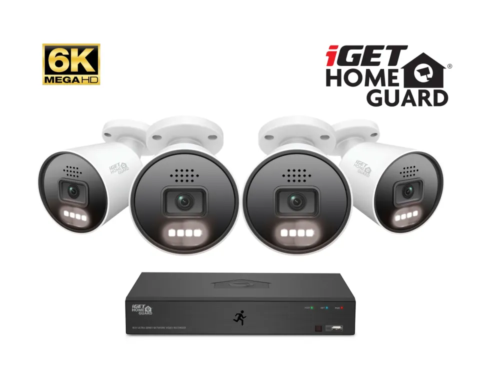 iGET HGNVK88604 - Kamerový MegaHD 6K PoE SMART set, 8CH NVR + 4xIP 6K kamera, zvuk, AI detekce