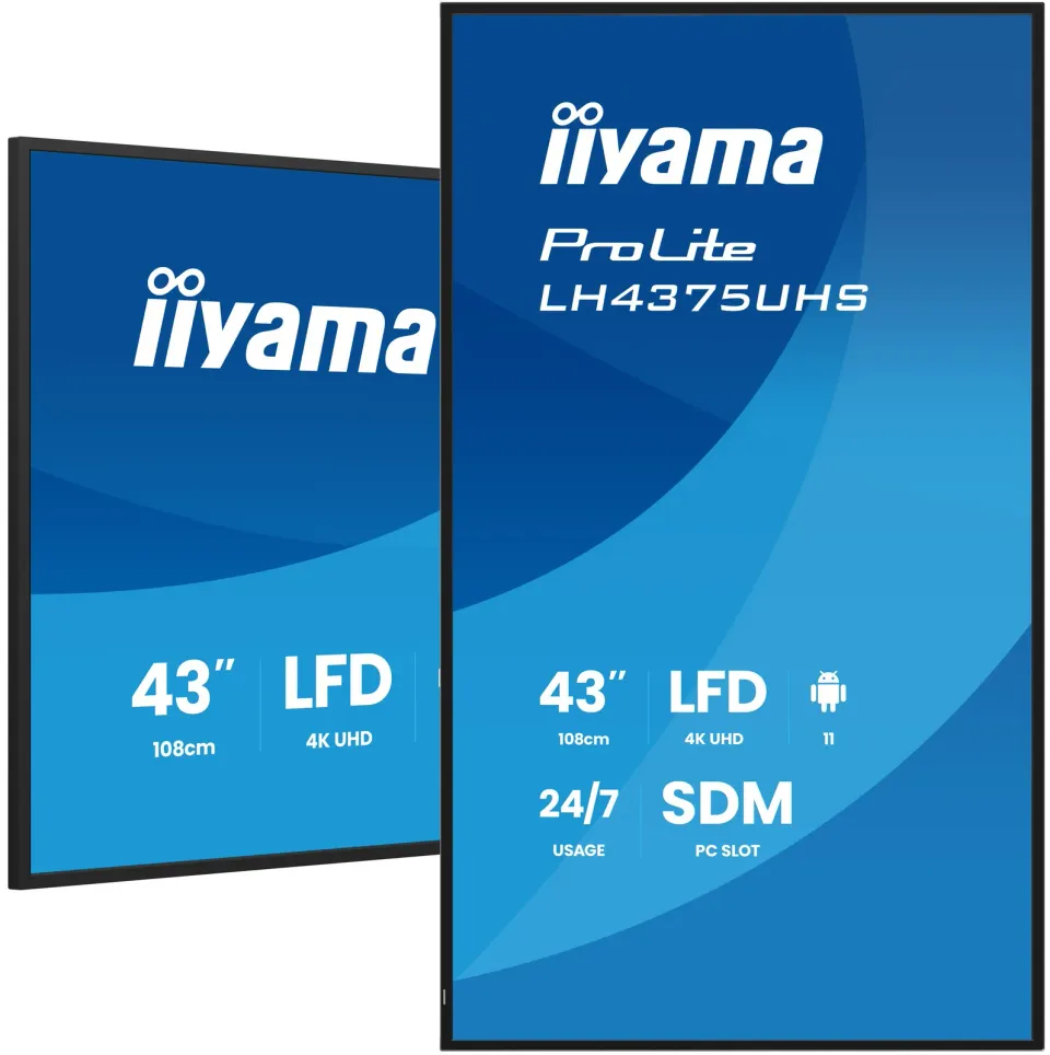43" iiyama LH4375UHS-B2AG:IPS,4K UHD,Android,24/7
