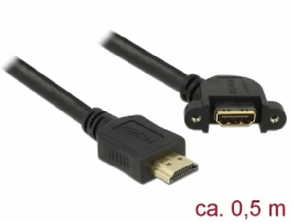 Delock Kabel HDMI-A samec > HDMI-A samice montážní panel 110° pravoúhlý 4K 30 Hz