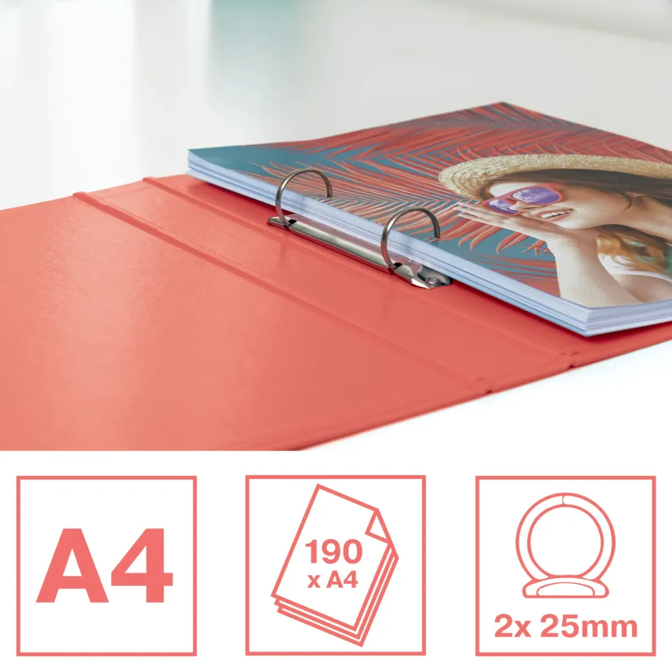 Esselte Plast. kroužk. pořadač Colour´Breeze 2RR/25mm, korálová