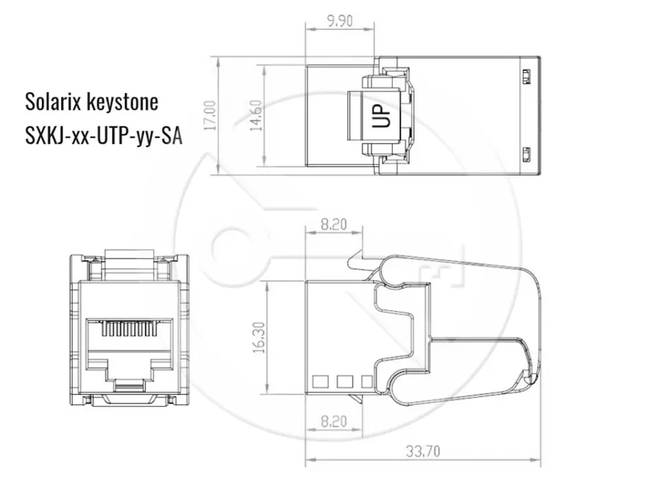 Samořezný keystone Solarix CAT6 UTP SXKJ-6-UTP-WH-SA Component Level a 4PPoE certifikace