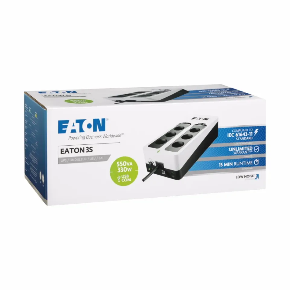 Eaton 3S 550 FR, UPS 550VA / 330W, 6 zásuvek (3 zálohované), USB, české zásuvky