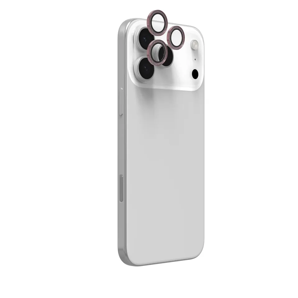 ZAGG Ochranná čočka pro Apple iPhone 17 Pro/Pro Max/16 Pro/Pro Max/15 Pro/Pro Max - růžová třpytka
