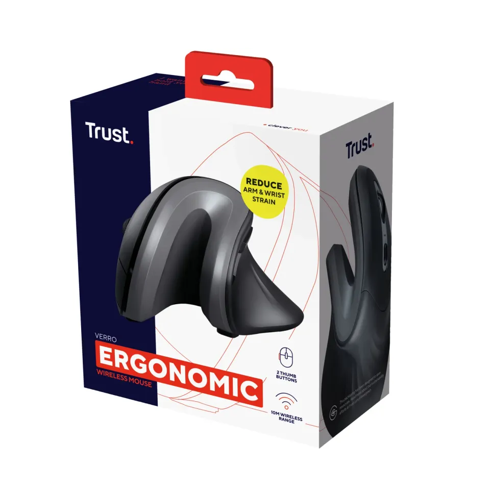 TRUST ergonomická vertikální myš Verro Wireless Ergonomic Mouse, black