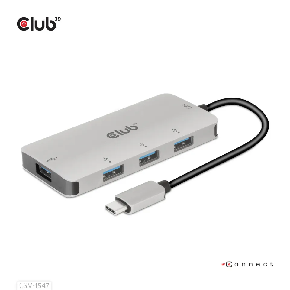 Club3D hub USB-C Gen2 na 10Gbps 4x USB Type-A Hub