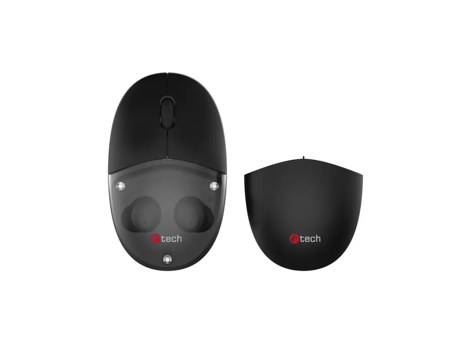 C-TECH Myš s TWS sluchátky WLM-21 Dual mode, bezdrátová, BT5.0 + 2,4GHz, 1600DPI
