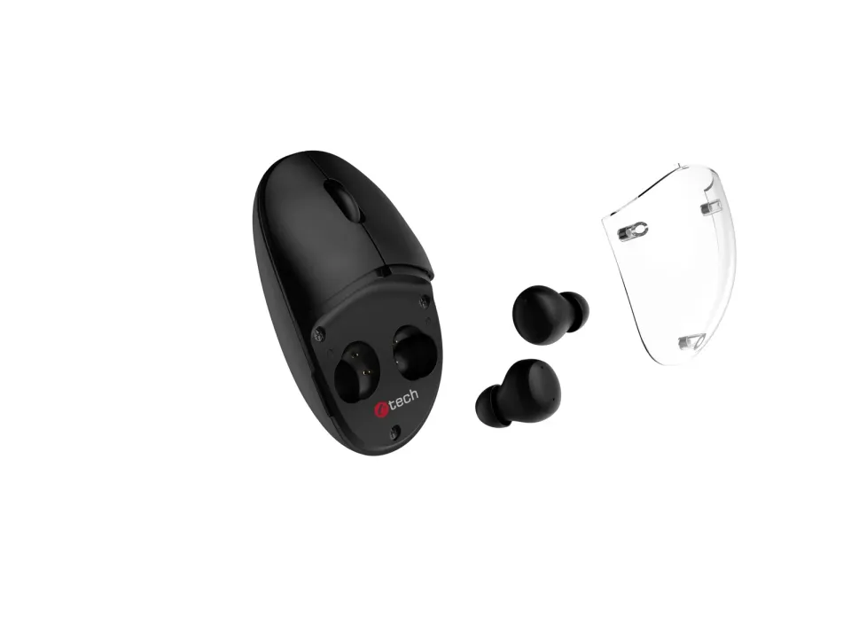 C-TECH Myš s TWS sluchátky WLM-21 Dual mode, bezdrátová, BT5.0 + 2,4GHz, 1600DPI