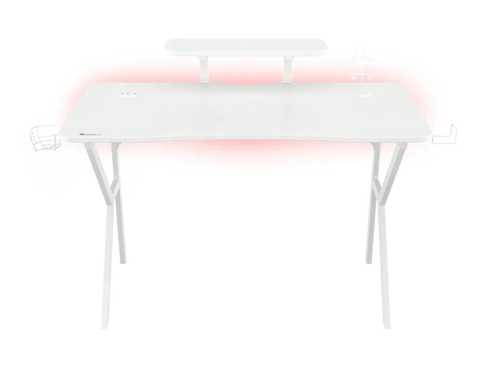 Genesis herní stůl Holm 320, RGB podsvícení, bílý, 120x60cm, 3xUSB 3.0, bezdrátová nabíječka