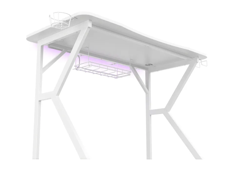 Genesis herní stůl Holm 320, RGB podsvícení, bílý, 120x60cm, 3xUSB 3.0, bezdrátová nabíječka