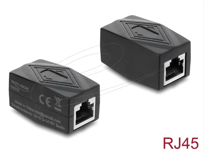 Delock Spojka adaptéru ze zásuvky RJ45 na zásuvku Cat.6 A, stíněná, černá