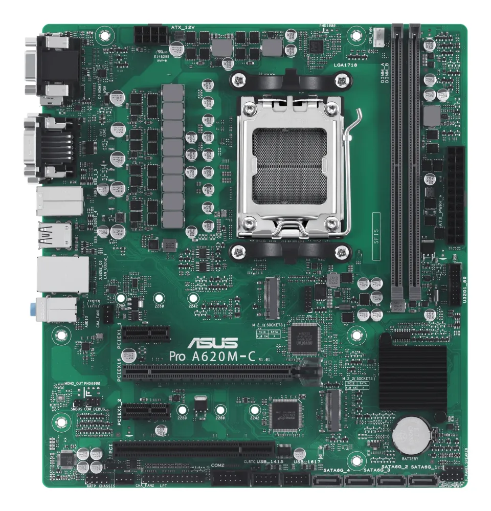 ASUS MB Sc AM5 Pro A620M-C-CSM, AMD A620, 2xDDR5, 1xHDMI, 1xDP, 1xVGA, 1xDVI-D, mATX
