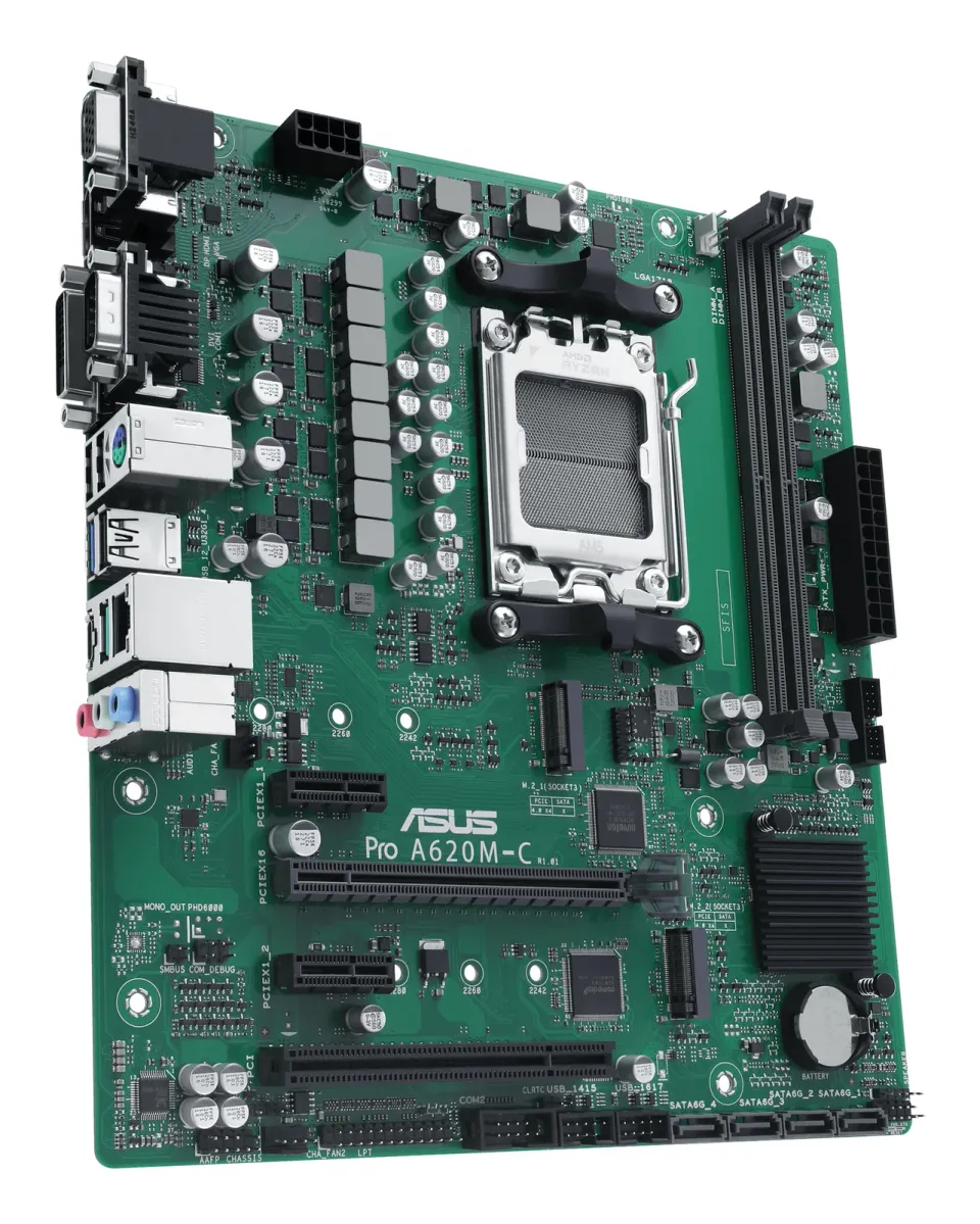 ASUS MB Sc AM5 Pro A620M-C-CSM, AMD A620, 2xDDR5, 1xHDMI, 1xDP, 1xVGA, 1xDVI-D, mATX