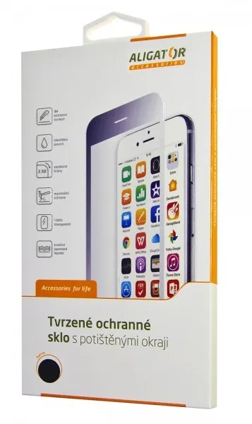 ALIGATOR Ochranné tvrzené sklo PRINT černá, Huawei Y6 2019/Huawei Y6s/Honor 8A, celoplošné lepení
