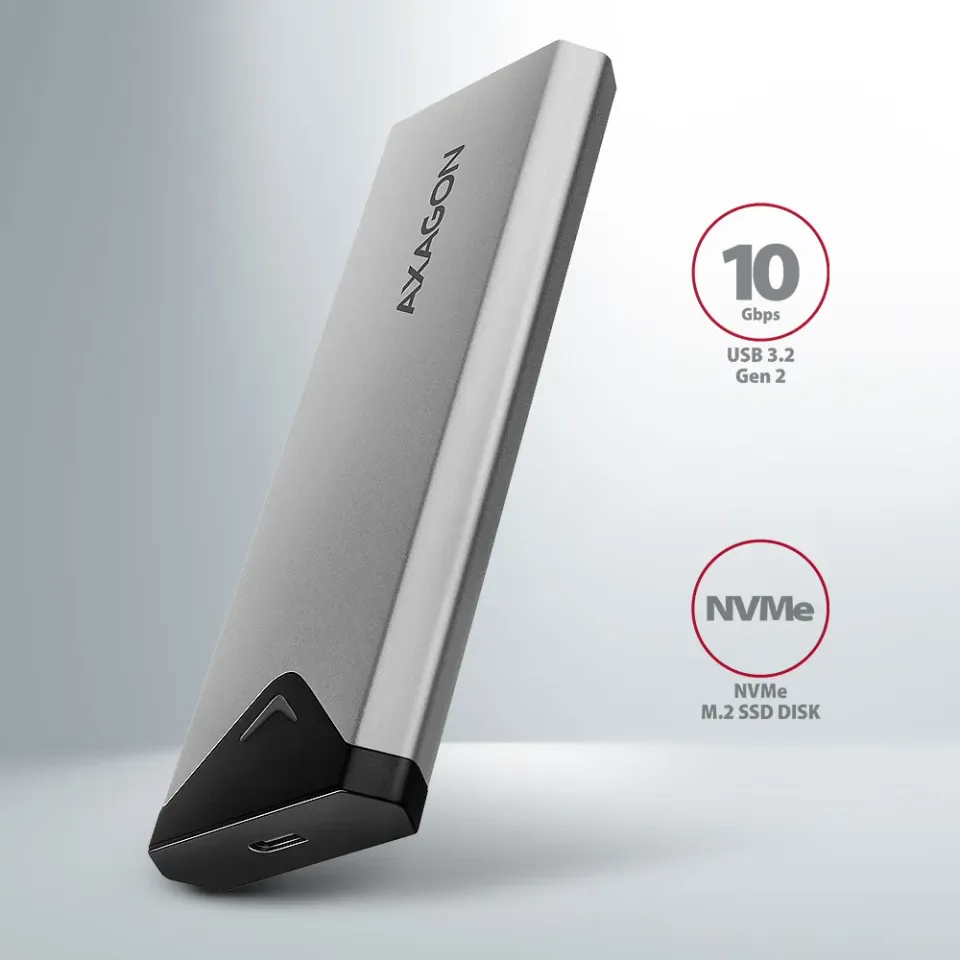 AXAGON EEM2-UG2 USB-C 10Gbps - M.2 NVMe SSD ARROW box, stříbrný