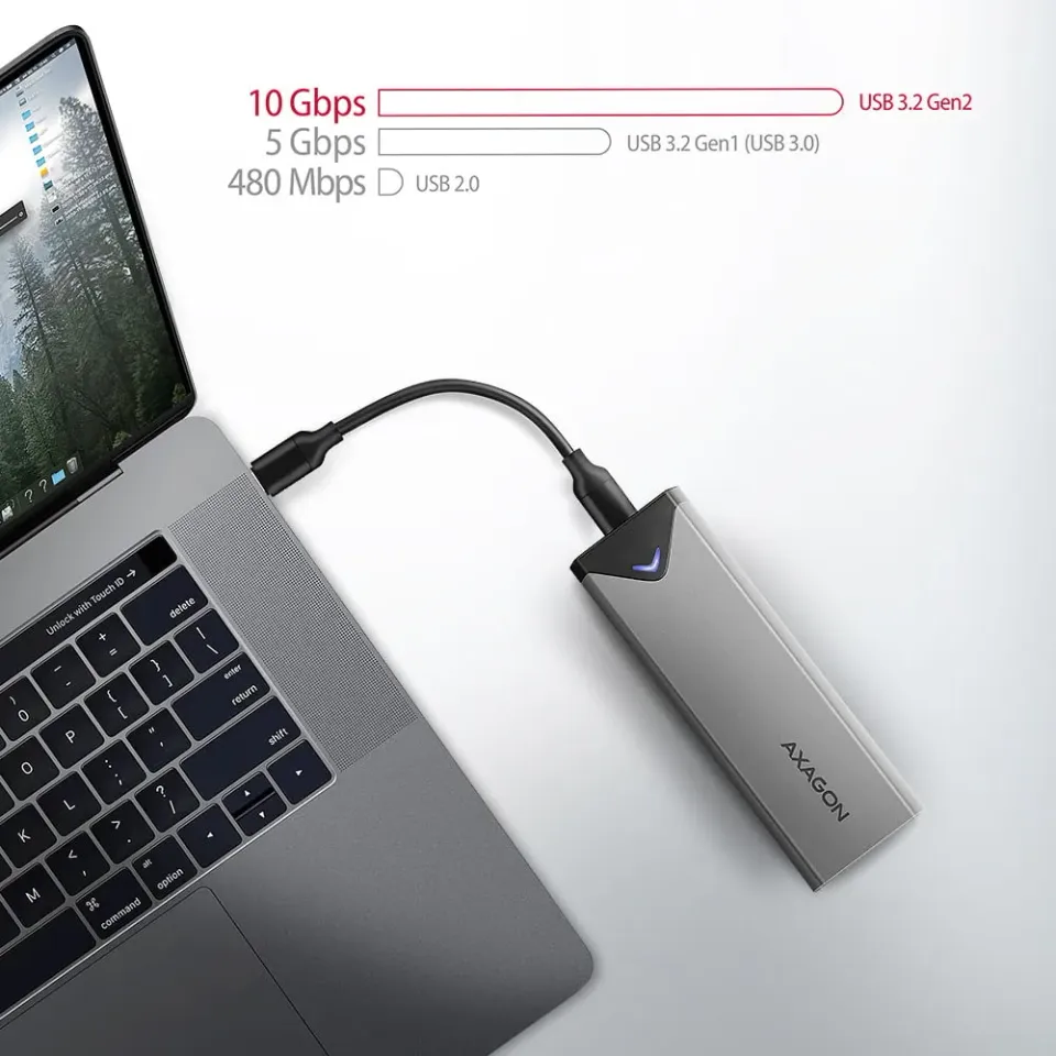 AXAGON EEM2-UG2 USB-C 10Gbps - M.2 NVMe SSD ARROW box, stříbrný
