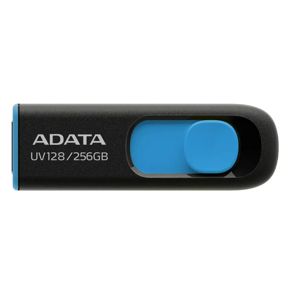 ADATA Flash Disk 256GB UV128, USB 3.1 Dash Drive (R:90/W:40 MB/s) černá/modrá