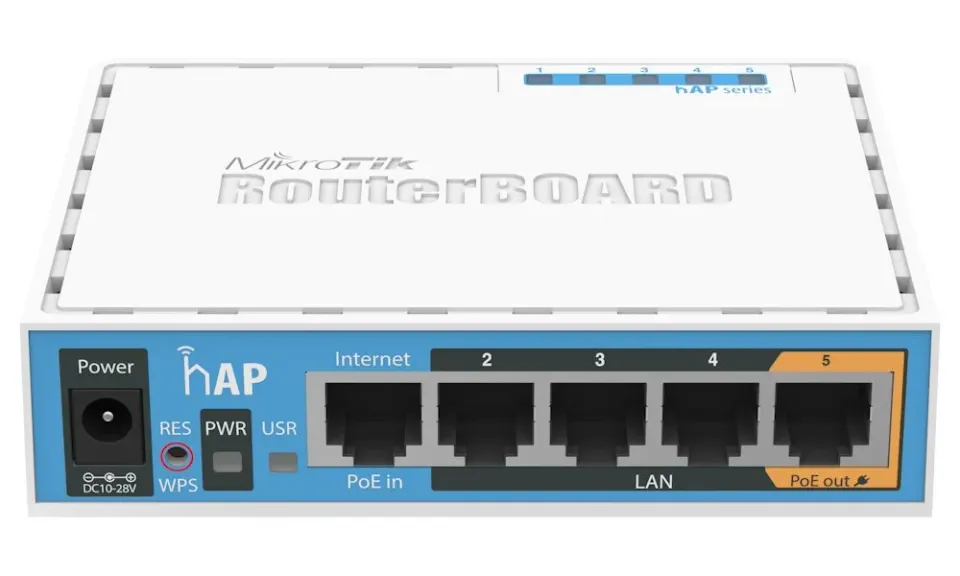 MikroTik hAP, 650MHz CPU, 64MB RAM, 5x LAN, integr. 2.4GHz Wi-Fi, WPS, vč. L4