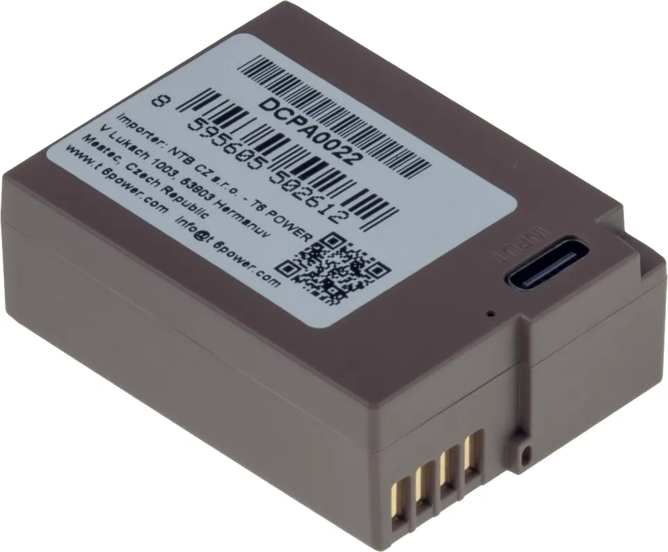 Baterie T6 Power pro Panasonic DMW-BLC12E, BP-DC12, 1050mAh, 7,5Wh, USB-C