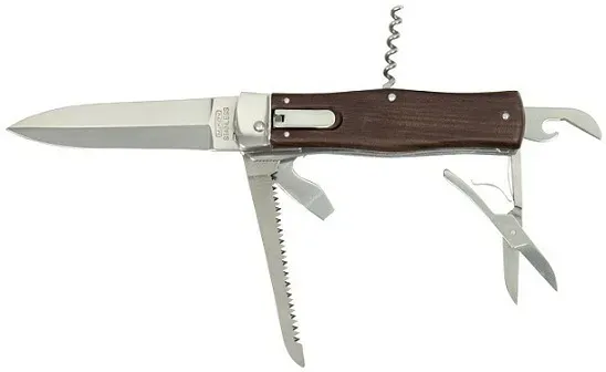 Vyhazovací zavírací nůž PREDATOR 6dílný s pilkou, vývrtkou a nůžkami - střenka palisandr 241-ND-6