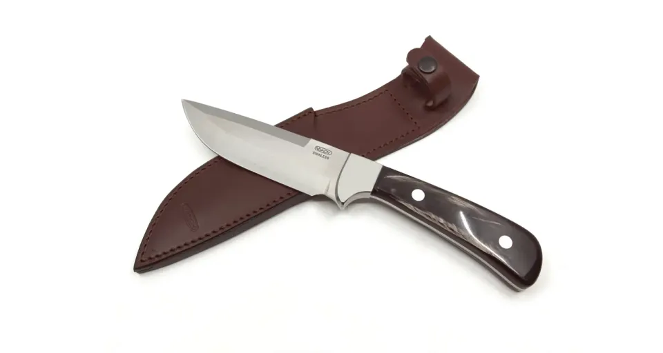 Lovecký nůž LES široký - 398 materiál držadla - střenky buvolí roh
