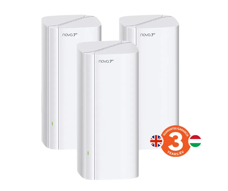 Tenda Nova ME3 Pro (3-pack) WiFi 7 BE3600 Mesh Gigabit system, router, 9x GLAN/GWAN, VPN, CZ app