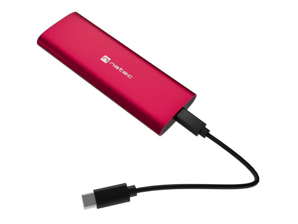 Externí box pro SSD Natec RHINO M.2 NVME LITE USB-C 3.2 GEN 2, hliníkové tělo, RUBY RED