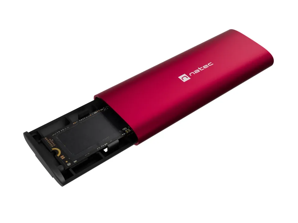 Externí box pro SSD Natec RHINO M.2 NVME LITE USB-C 3.2 GEN 2, hliníkové tělo, RUBY RED
