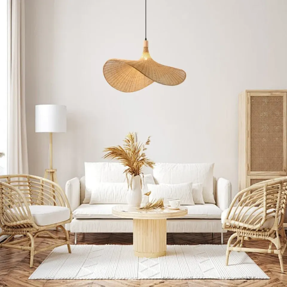 IMMAX BOHO SOMBRERO designové závěsné svítidlo D80cm, E27, přírodní ratan