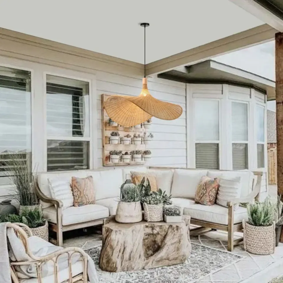IMMAX BOHO SOMBRERO designové závěsné svítidlo D80cm, E27, přírodní ratan