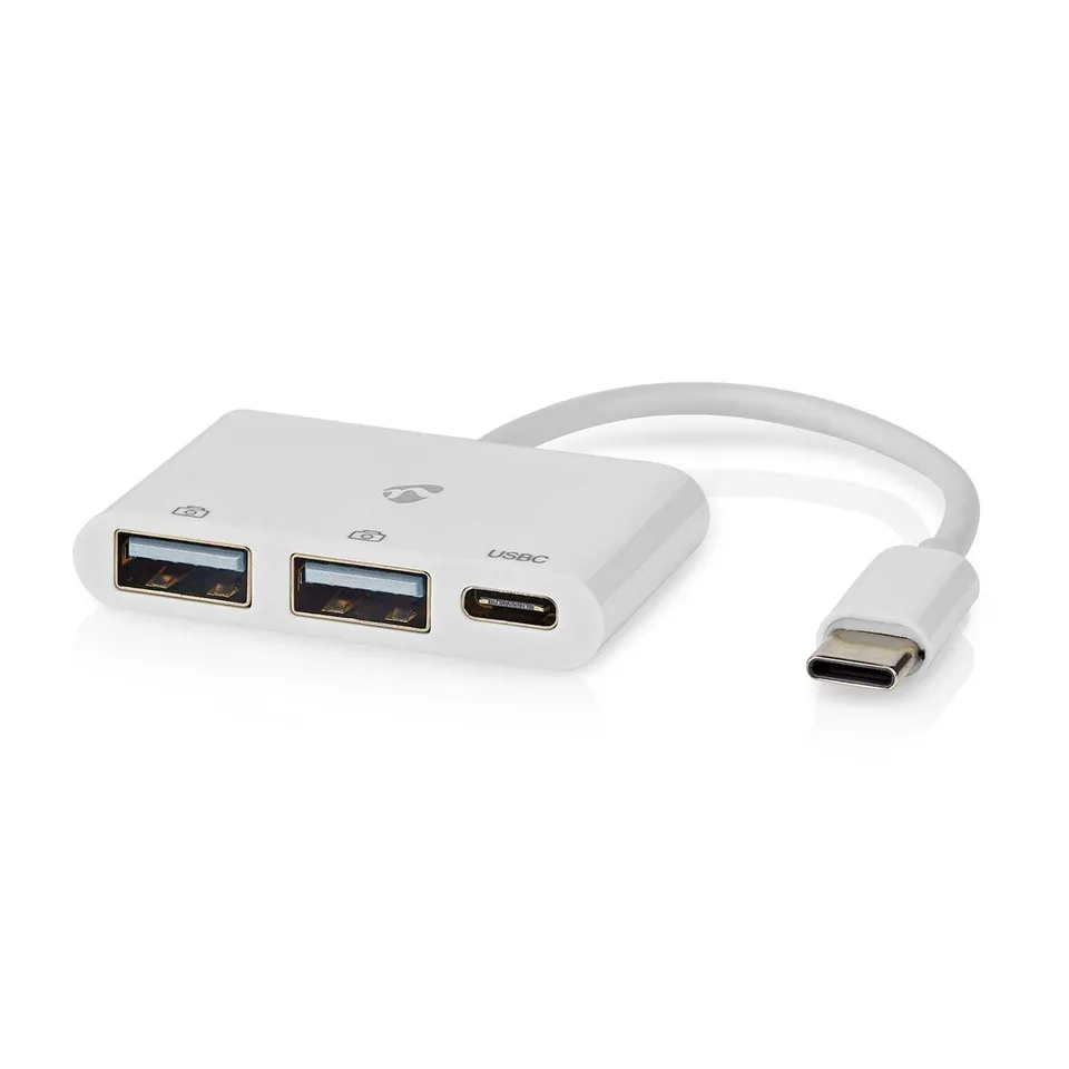 Nedis CCGB64785WT01 - USB hub| 1x USB-C | 1x USB-C / 2x USB 2.0 A Female | 3 Por