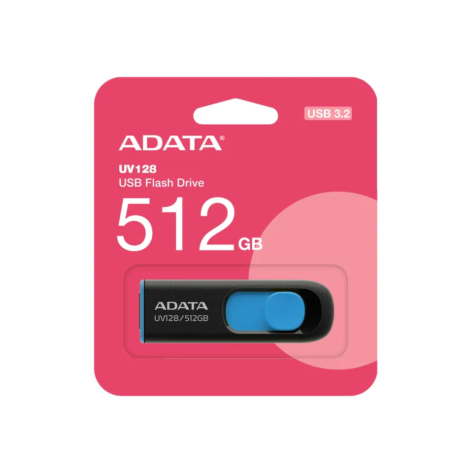 ADATA Flash Disk 512GB UV128, USB 3.2, černo-modrá