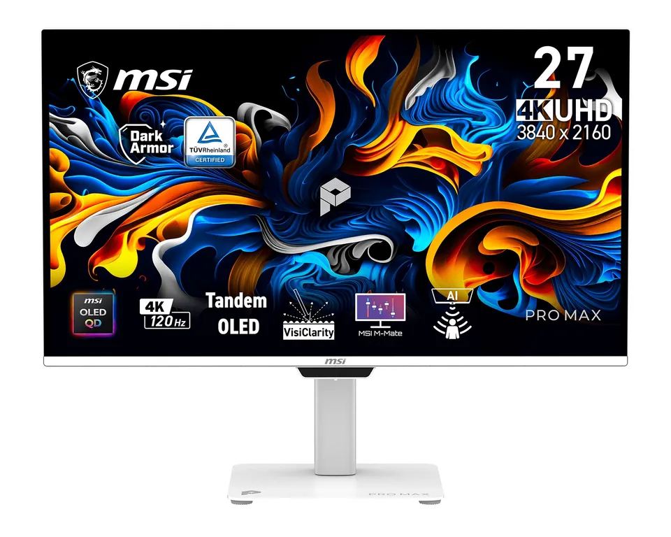 MSI Pro/MAX 271UPXW12G/26,5"/QD-OLED/4K UHD/120Hz/0,03ms/Bílá/3R