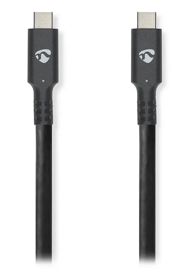 NEDIS kabel USB 3.2 Gen 1/ zástrčka USB-C - zástrčka USB-C/ 60 W/ 4K@60Hz/ 5 Gbps/ poniklovaný/ černý/ box/ 2m