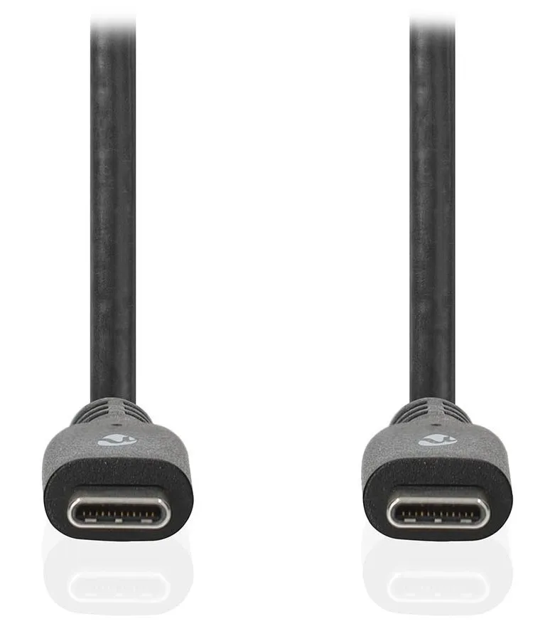 NEDIS kabel USB 3.2 Gen 1/ zástrčka USB-C - zástrčka USB-C/ 60 W/ 4K@60Hz/ 5 Gbps/ poniklovaný/ černý/ box/ 2m