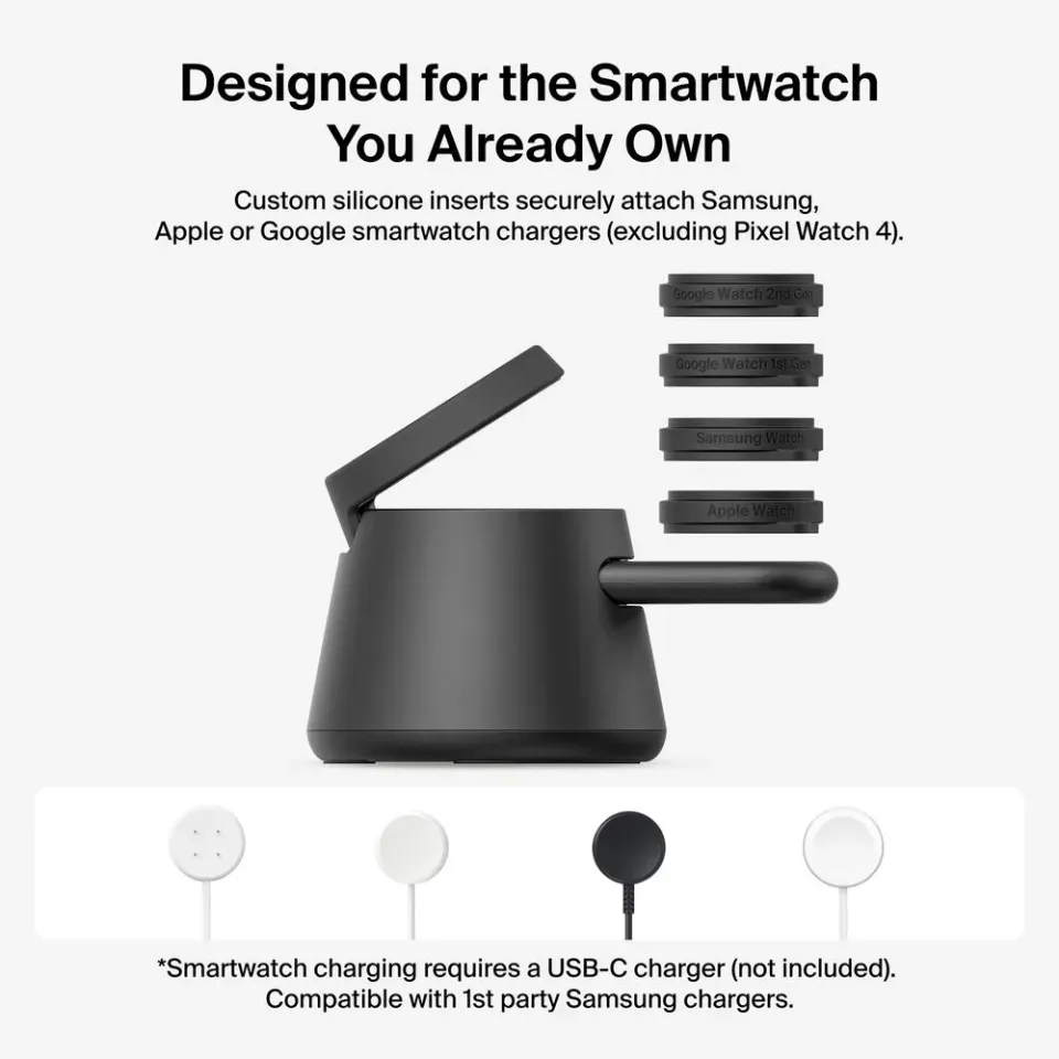 Belkin UltraCharge 25w Qi2 3in1 Modular Charging Dock, Black