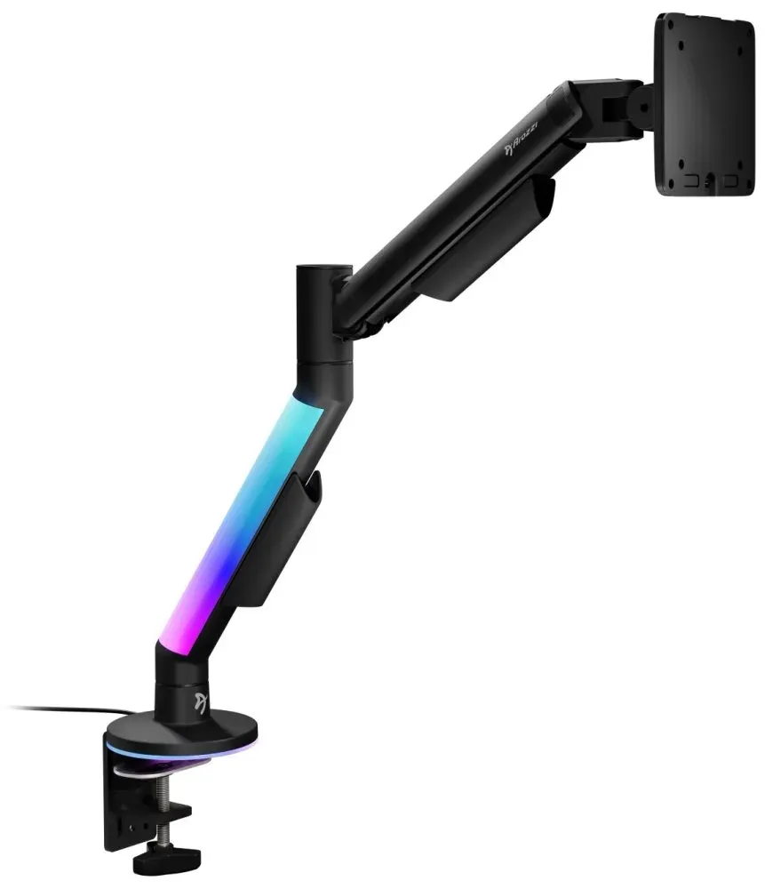 AROZZI ALZARE RGB Black/ stolní držák pro monitory/ RGB/ plynový píst/ kovový/ černý