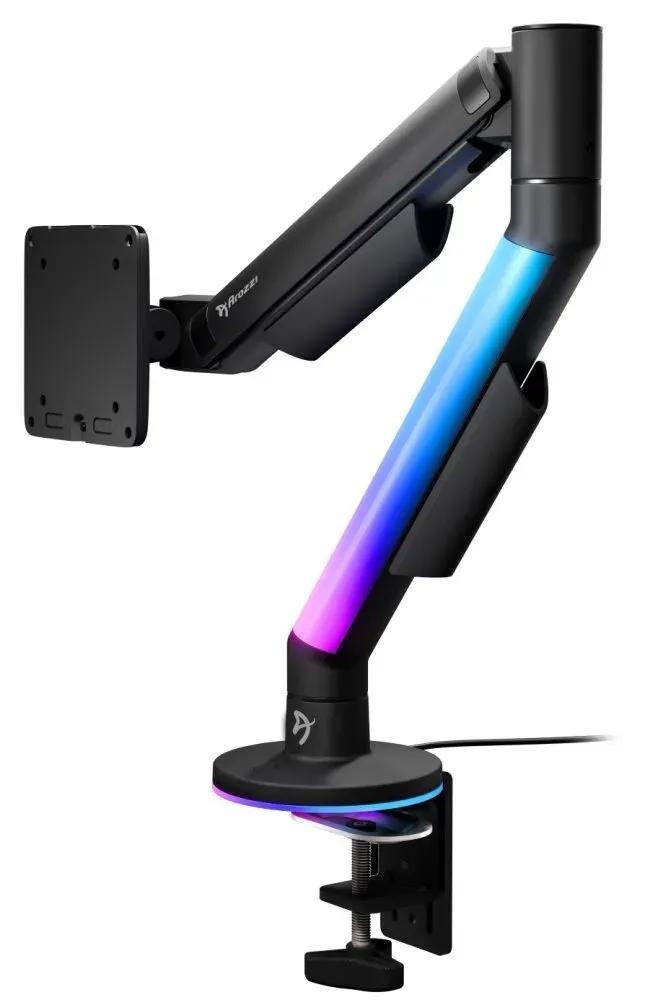 AROZZI ALZARE RGB Black/ stolní držák pro monitory/ RGB/ plynový píst/ kovový/ černý