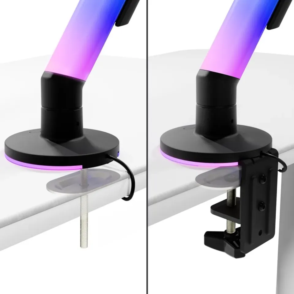 AROZZI ALZARE RGB Black/ stolní držák pro monitory/ RGB/ plynový píst/ kovový/ černý