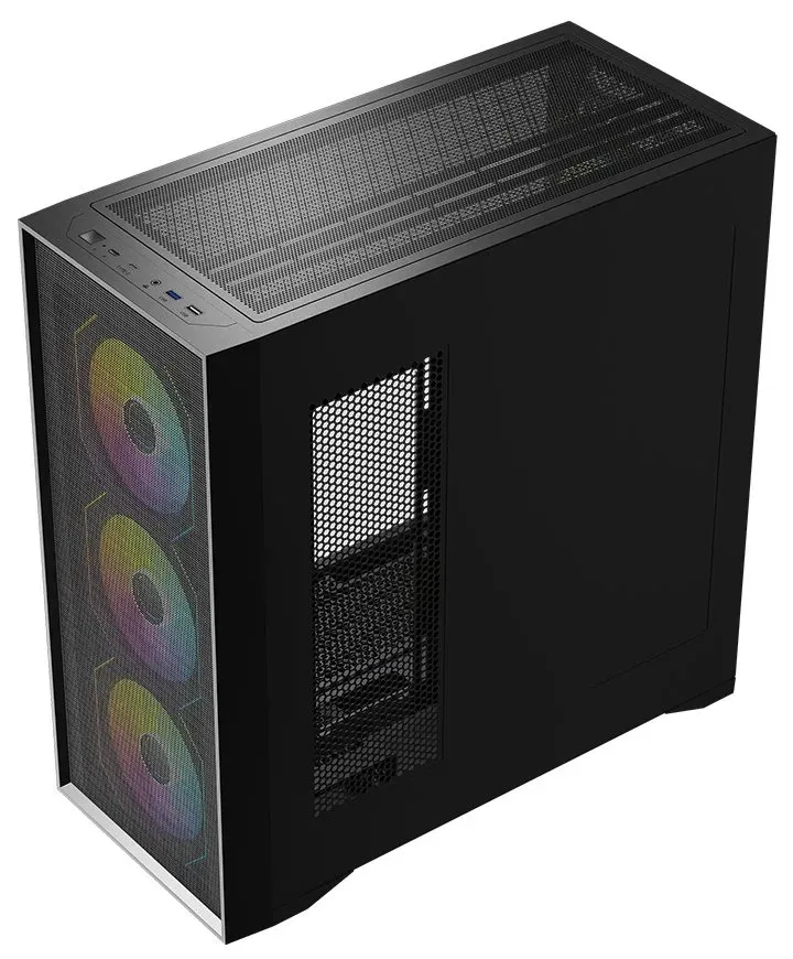 Krux skříň Vox / ATX / 3x140mm a 1x120 mm ARGB fan / USB 2.0 / USB 3.0 / USB-C / tvrzené sklo / černá