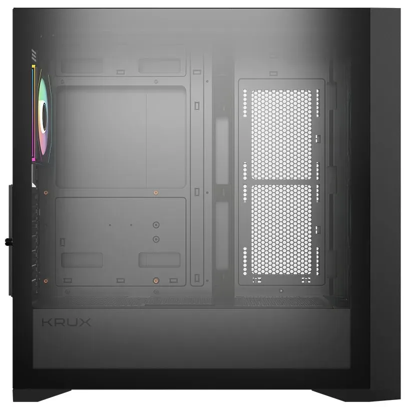 Krux skříň Vox / ATX / 3x140mm a 1x120 mm ARGB fan / USB 2.0 / USB 3.0 / USB-C / tvrzené sklo / černá