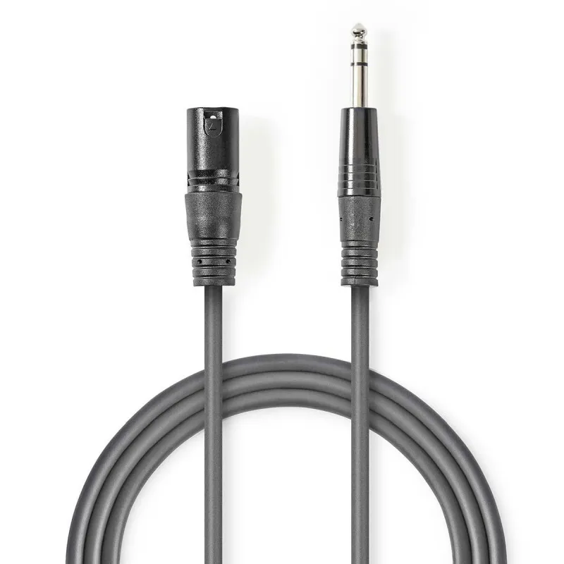 Nedis COTH15100GY50 - Vyvážený XLR Audiokabel | XLR 3pinová Zástrčka – 6,35mm Zá