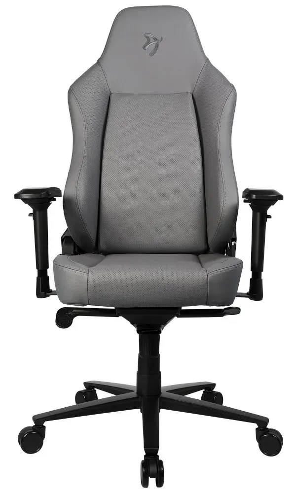 AROZZI herní židle PRIMO Full Premium Leather Anthracite/ 100% přírodní italská kůže/ světle šedá