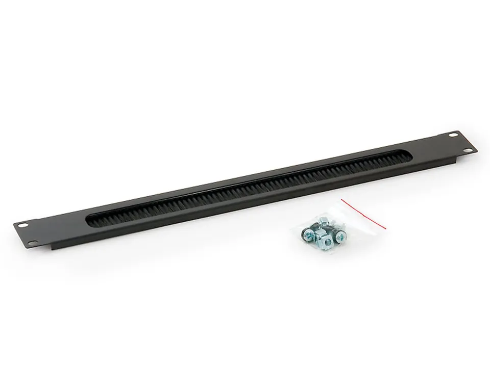 19" 1U průchozí panel s kartáčem černý