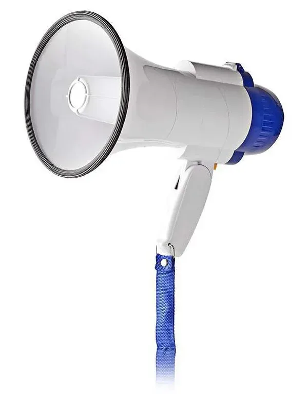Nedis MEPH150WT - Megafon | 10 W | Dosah 250 m | Vestavěný mikrofon | Bílá / Mod