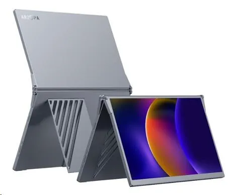 Arzopa E1 Dual Screen Portable Monitor 15.6" IPS Full HD 1080p Metal Housing Přenosný oboustranný monitor, šedý